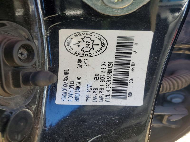 2018 Honda Civic მანქანა იყიდება აუქციონზე, vin: 2HGFC2F54JH011291, აუქციონის ნომერი: 53299376
