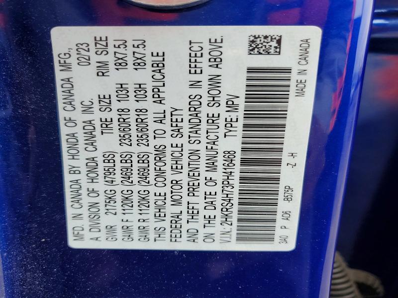 52751626 :رقم المزاد ، 2HKRS4H73PH416468 vin ، 2023 Honda Cr-v مزاد بيع