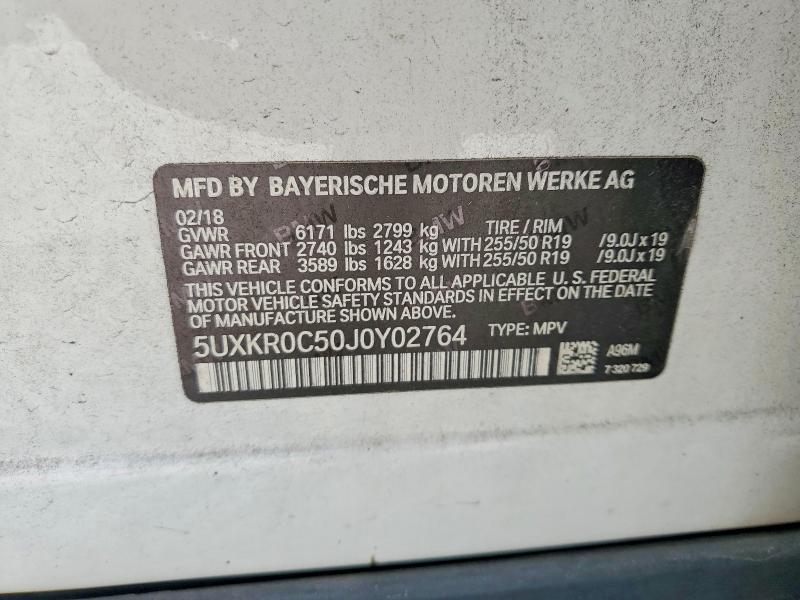 52536396 :رقم المزاد ، 5UXKR0C50J0Y02764 vin ، 2018 Bmw X5 مزاد بيع