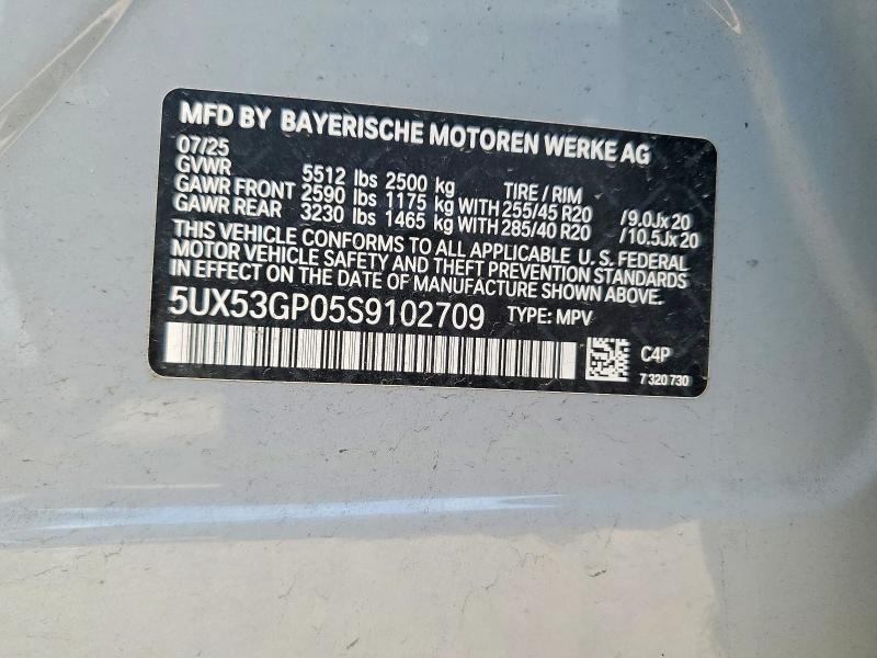Aukcja sprzedaży 2025 Bmw X3, vin: 5UX53GP05S9102709, numer aukcji: 54629816