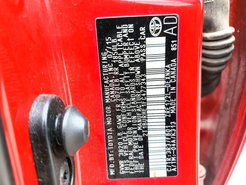 Aukcja sprzedaży 2015 Toyota Corolla, vin: 2T1BURHE1FC477343, numer aukcji: 52787826