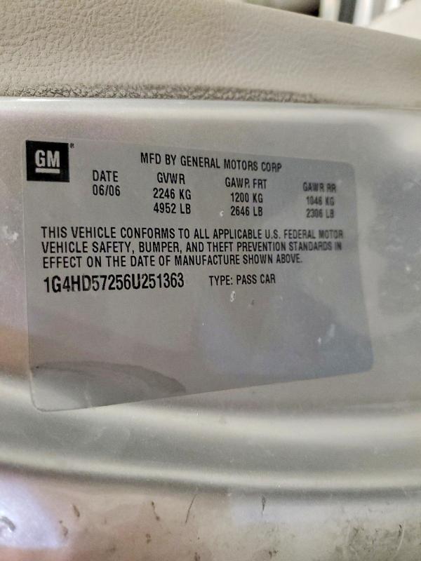 2006 Buick Lucerne მანქანა იყიდება აუქციონზე, vin: 1G4HD57256U251363, აუქციონის ნომერი: 52750306