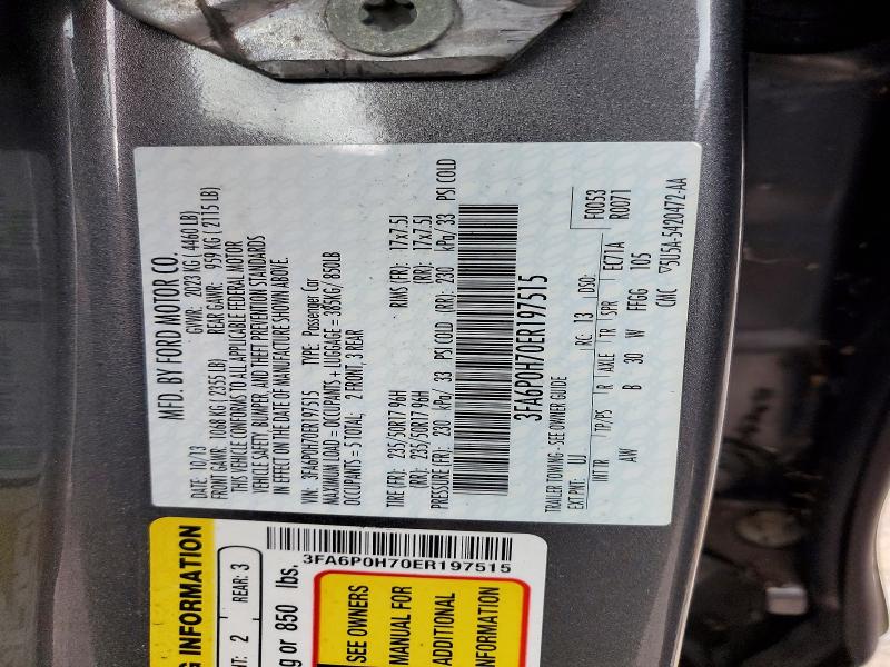 Aukcja sprzedaży 2014 Ford Fusion, vin: 3FA6P0H70ER197515, numer aukcji: 53564256