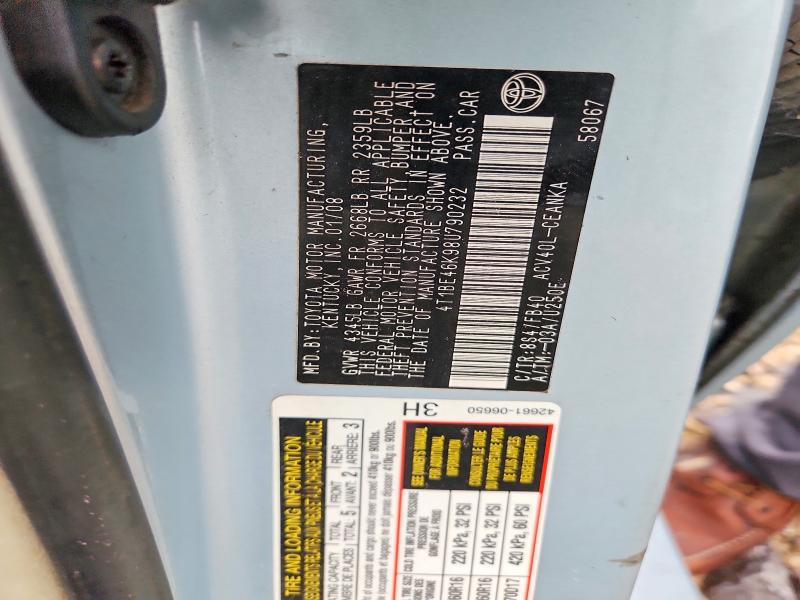 2008 Toyota Camry მანქანა იყიდება აუქციონზე, vin: 4T1BE46K98U790232, აუქციონის ნომერი: 55136676