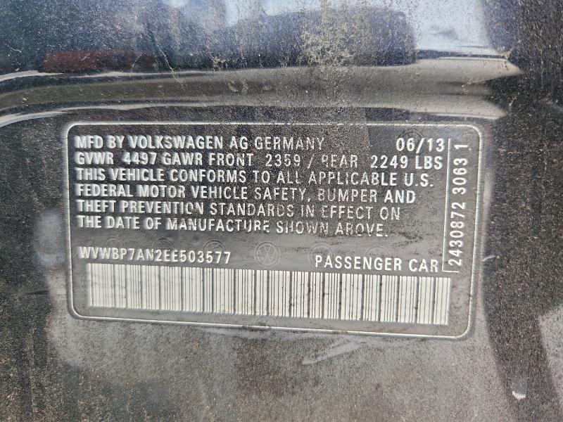 52344806 :رقم المزاد ، WVWBP7AN2EE503577 vin ، 2014 Volkswagen Cc مزاد بيع