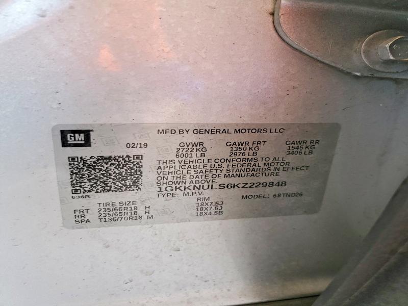 Aukcja sprzedaży 2019 Gmc Acadia, vin: 1GKKNULS6KZ229848, numer aukcji: 55389806