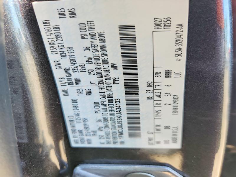 Auction sale of the 2019 Ford Escape, vin: 1FMCU0J93KUA34133, lot number: 54240756