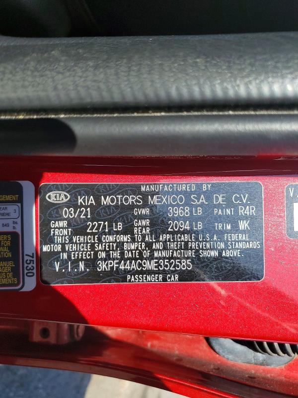 Продаж на аукціоні авто 2021 Kia Forte, vin: 3KPF44AC9ME352585, номер лоту: 52961426
