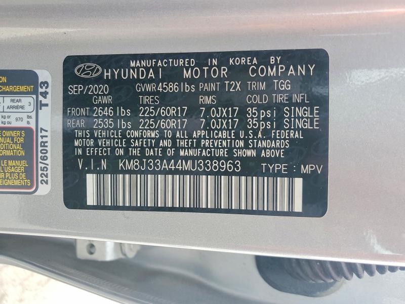 2021 Hyundai Tucson მანქანა იყიდება აუქციონზე, vin: KM8J33A44MU338963, აუქციონის ნომერი: 54607786
