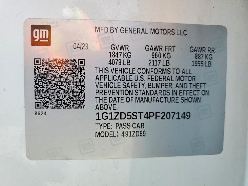 Продаж на аукціоні авто 2023 Chevrolet Malibu, vin: 1G1ZD5ST4PF207149, номер лоту: 52558966