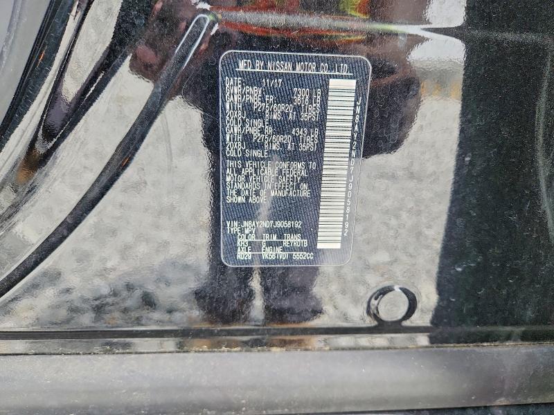 Aukcja sprzedaży 2018 Nissan Armada, vin: JN8AY2ND7J9058192, numer aukcji: 53089756