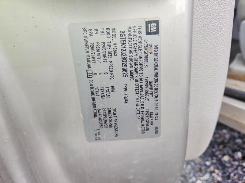 2008 Gmc Sierra მანქანა იყიდება აუქციონზე, vin: 3GTEK13J28G290825, აუქციონის ნომერი: 52834046