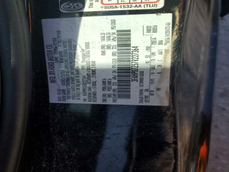 Продаж на аукціоні авто 2007 Ford Fusion, vin: 3FAHP07Z57R227364, номер лоту: 53349006