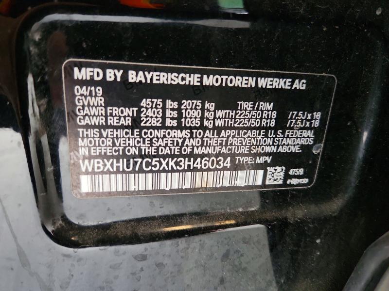 51516666 :رقم المزاد ، WBXHU7C5XK3H46034 vin ، 2019 Bmw X1 مزاد بيع