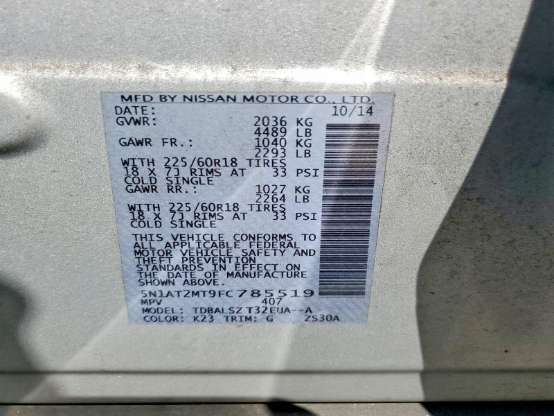 Продажа на аукционе авто 2015 Nissan Rogue, vin: 5N1AT2MT9FC785519, номер лота: 53507836