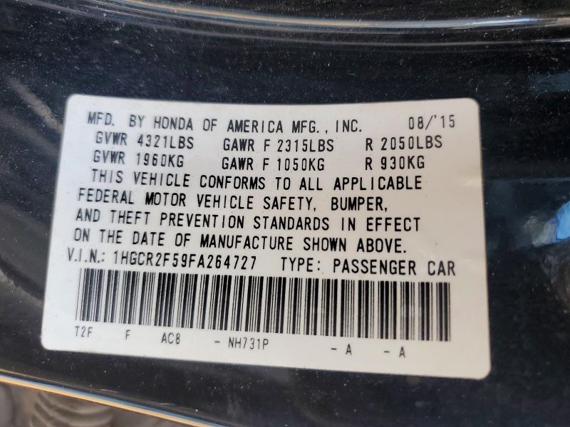 54911216 :رقم المزاد ، 1HGCR2F59FA264727 vin ، 2015 Honda Accord مزاد بيع