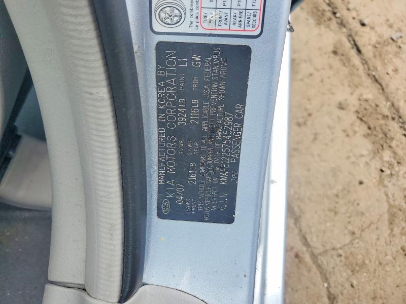 Aukcja sprzedaży 2007 Kia Spectra, vin: KNAFE122575452987, numer aukcji: 55008046