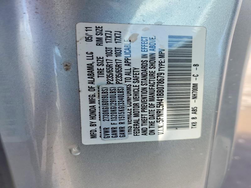 53659686 :رقم المزاد ، 5FNRL5H41BB078679 vin ، 2011 Honda Odyssey مزاد بيع