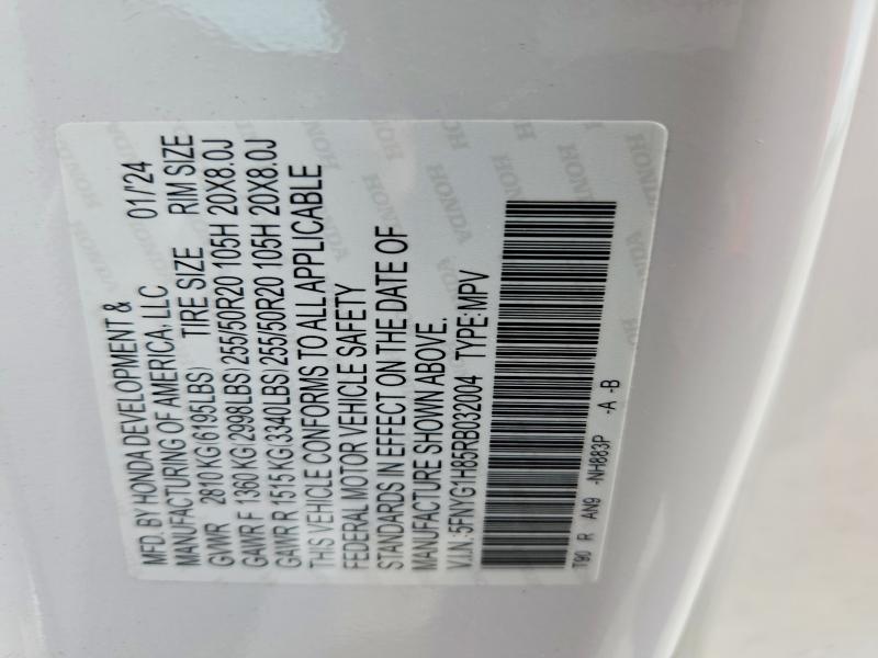 2024 Honda Pilot მანქანა იყიდება აუქციონზე, vin: 5FNYG1H85RB032004, აუქციონის ნომერი: 53201066