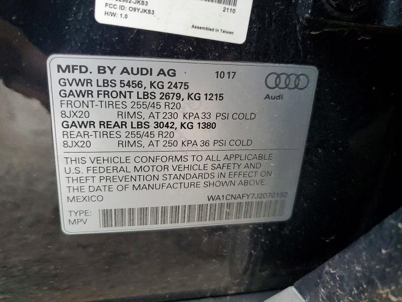 Продаж на аукціоні авто 2018 Audi Q5, vin: WA1CNAFY7J2070192, номер лоту: 51286936