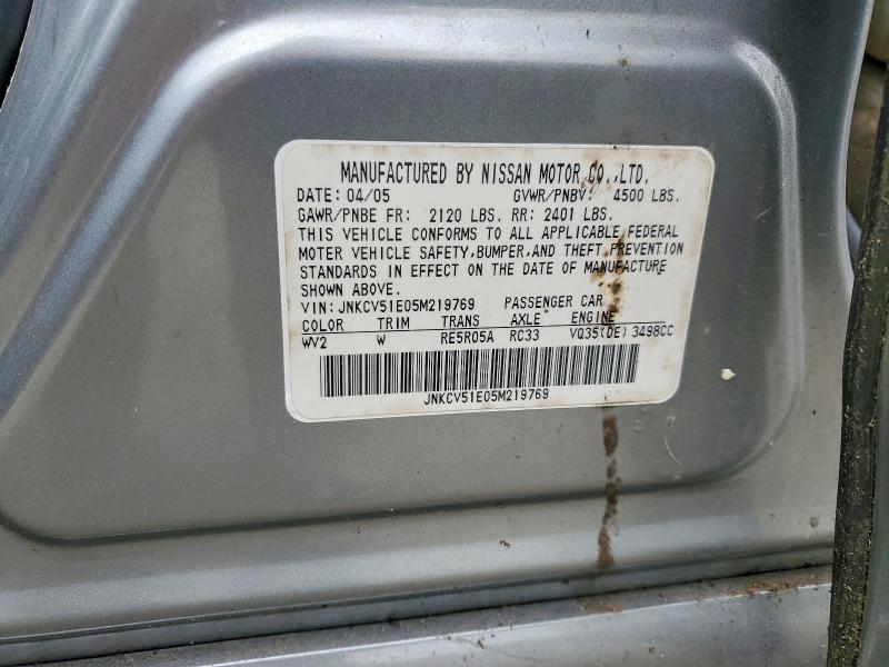 Auction sale of the 2005 Infiniti G35, vin: JNKCV51E05M219769, lot number: 54152446