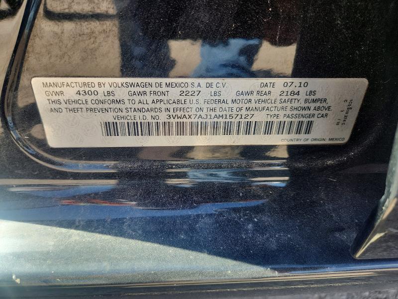 Aukcja sprzedaży 2010 Volkswagen Jetta, vin: 3VWAX7AJ1AM157127, numer aukcji: 50482556