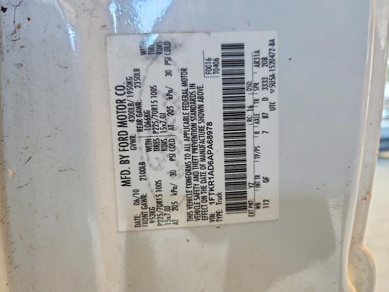 53426736 :رقم المزاد ، 1FTKR1AD6APA68978 vin ، 2010 Ford Ranger مزاد بيع