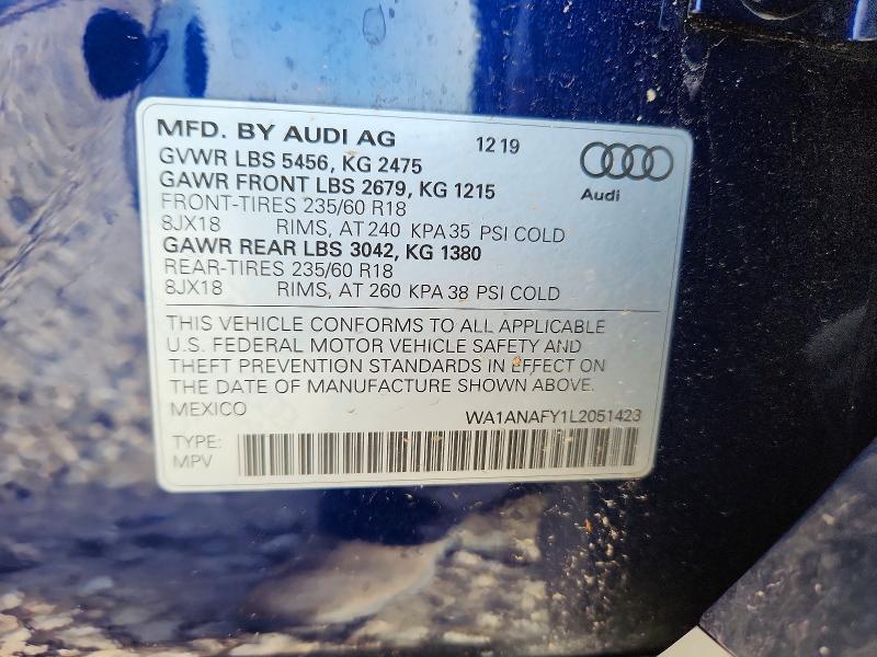 Продаж на аукціоні авто 2020 Audi Q5, vin: WA1ANAFY1L2051423, номер лоту: 54543186