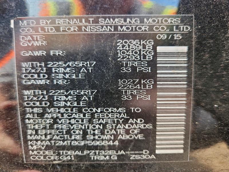 54786716 :رقم المزاد ، KNMAT2MT8GP596844 vin ، 2016 Nissan Rogue مزاد بيع
