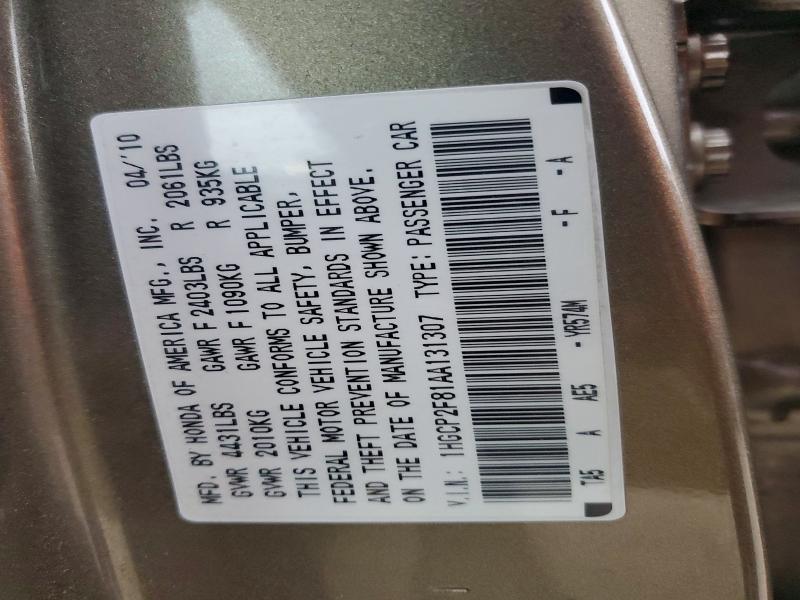Продаж на аукціоні авто 2010 Honda Accord, vin: 1HGCP2F81AA131307, номер лоту: 54044866