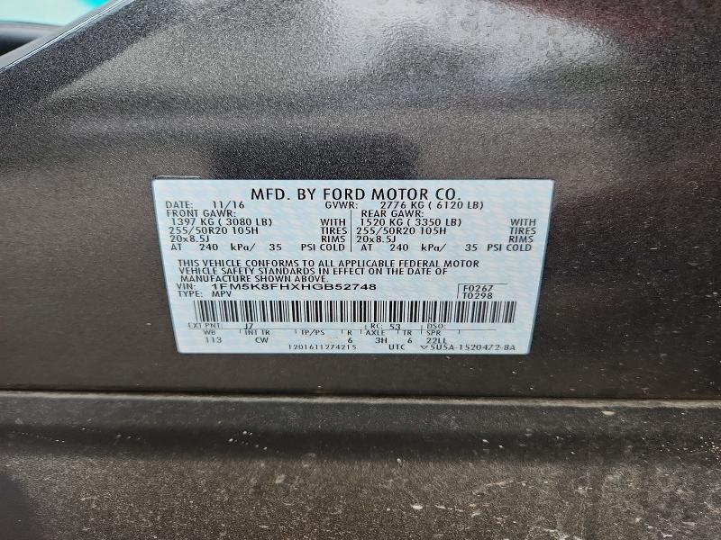 Aukcja sprzedaży 2017 Ford Explorer, vin: 1FM5K8FHXHGB52748, numer aukcji: 54652686
