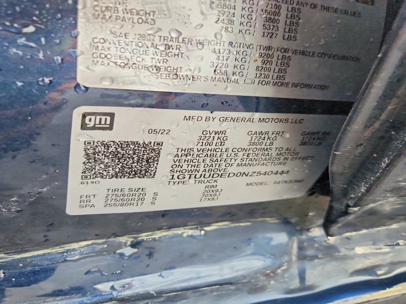 Aukcja sprzedaży 2022 Gmc Sierra, vin: 1GTUUDED0NZ540444, numer aukcji: 54525016