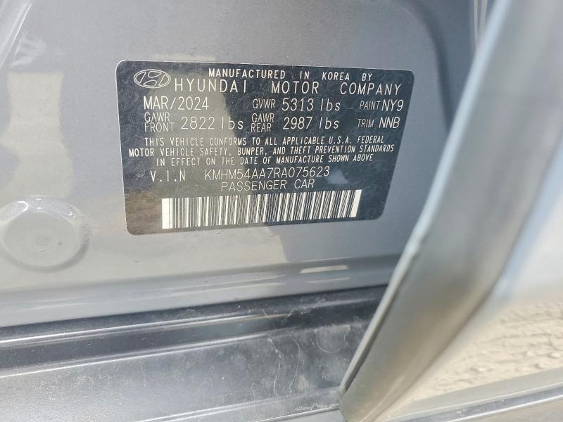 2024 Hyundai Ioniq 6 მანქანა იყიდება აუქციონზე, vin: KMHM54AA7RA075623, აუქციონის ნომერი: 51903606