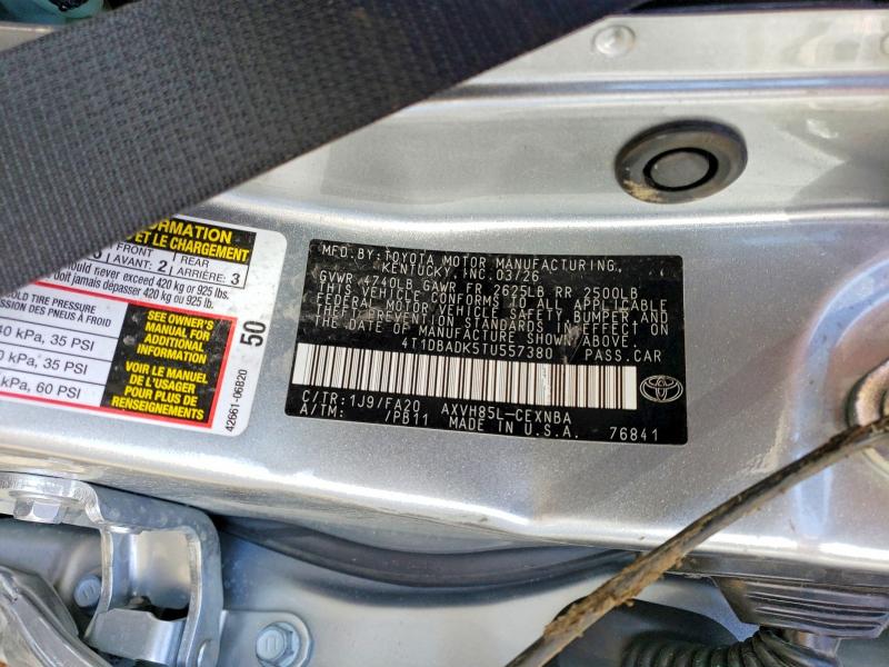 2026 Toyota Camry მანქანა იყიდება აუქციონზე, vin: 4T1DBADK5TU557380, აუქციონის ნომერი: 55491516