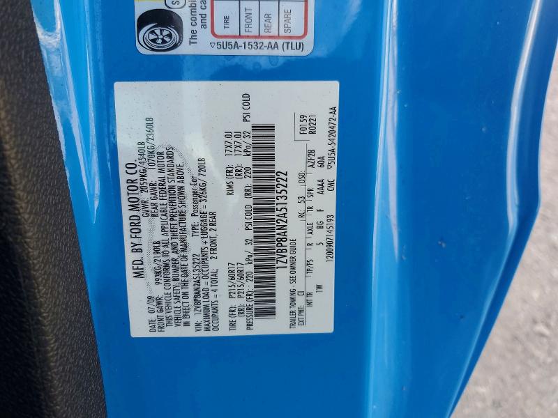 2010 Ford Mustang მანქანა იყიდება აუქციონზე, vin: 1ZVBP8AN2A5135222, აუქციონის ნომერი: 54785416