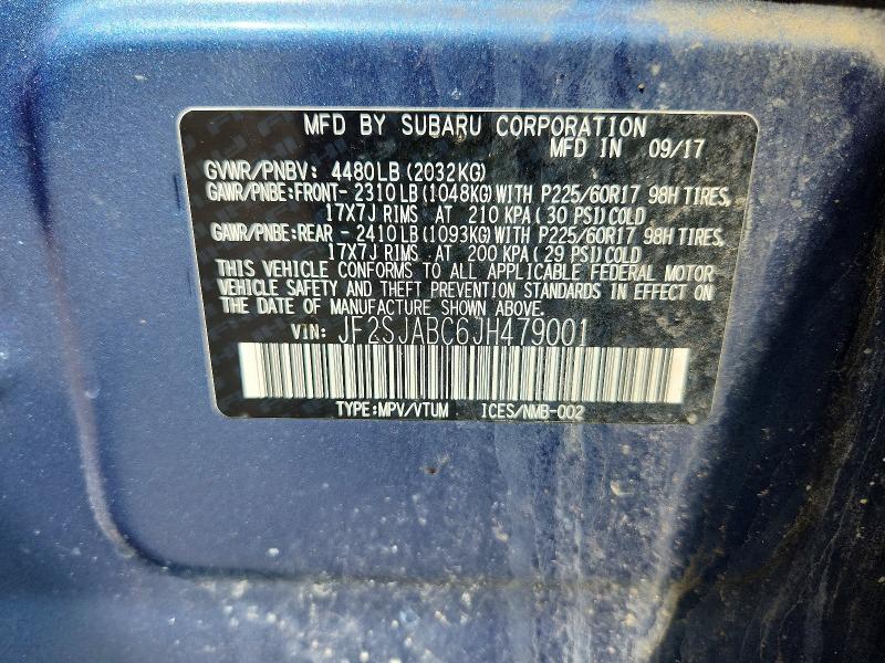 Aukcja sprzedaży 2018 Subaru Forester, vin: JF2SJABC6JH479001, numer aukcji: 54605866