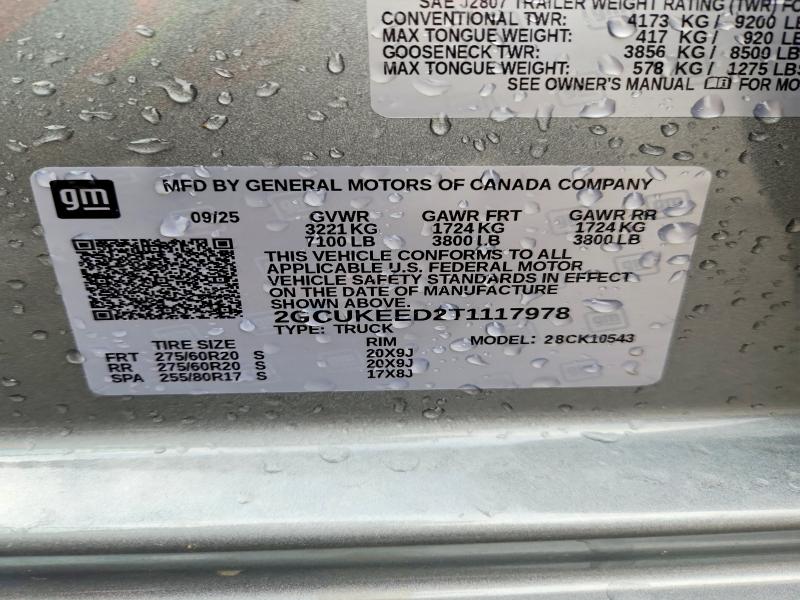 2026 Chevrolet Silverado მანქანა იყიდება აუქციონზე, vin: 2GCUKEED2T1117978, აუქციონის ნომერი: 53522536