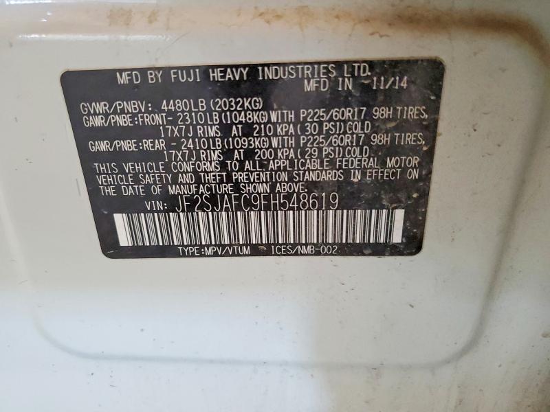 Продаж на аукціоні авто 2015 Subaru Forester, vin: JF2SJAFC9FH548619, номер лоту: 53652766