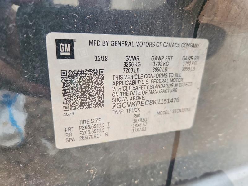 54665576 :رقم المزاد ، 2GCVKPEC8K1151476 vin ، 2019 Chevrolet Silverado Ld مزاد بيع