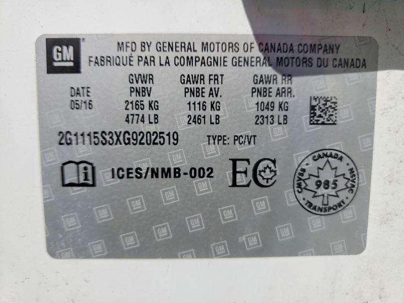 Продаж на аукціоні авто 2016 Chevrolet Impala, vin: 2G1115S3XG9202519, номер лоту: 54085746