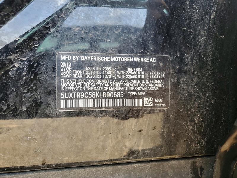 52567116 :رقم المزاد ، 5UXTR9C58KLD90685 vin ، 2019 Bmw X3 مزاد بيع