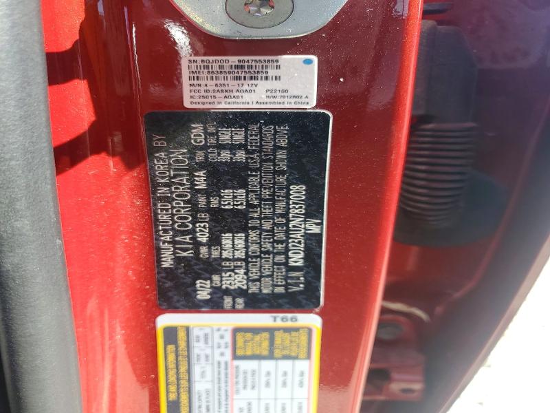 54367316 :رقم المزاد ، KNDJ23AU2N7837008 vin ، 2022 Kia Soul مزاد بيع
