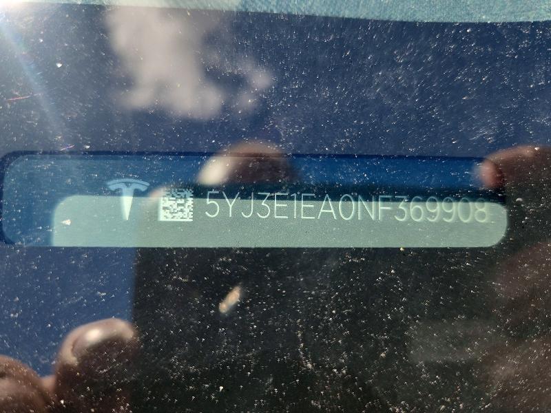 Aukcja sprzedaży 2022 Tesla Model 3, vin: 5YJ3E1EA0NF369908, numer aukcji: 54811926