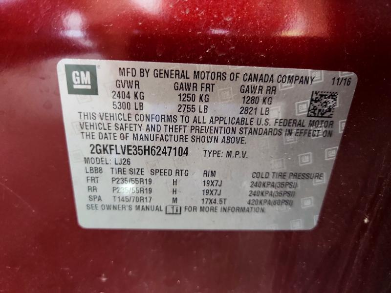 2017 Gmc Terrain მანქანა იყიდება აუქციონზე, vin: 2GKFLVE35H6247104, აუქციონის ნომერი: 53190106