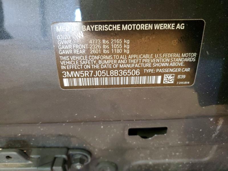 Продажа на аукционе авто 2020 Bmw 330xi, vin: 3MW5R7J05L8B36506, номер лота: 52761476