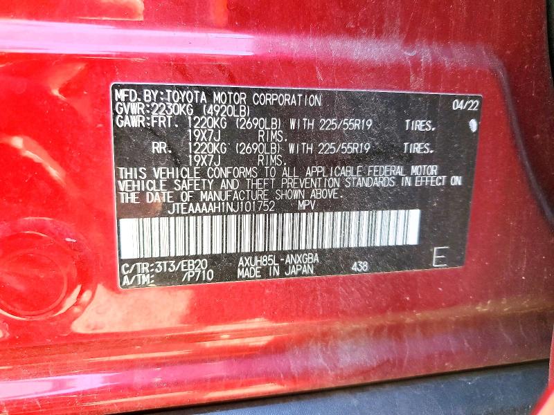 Продаж на аукціоні авто 2022 Toyota Venza, vin: JTEAAAAH1NJ101752, номер лоту: 51665816