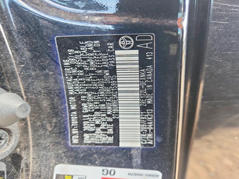 Продаж на аукціоні авто 2019 Toyota Corolla, vin: 2T1BURHE5KC159915, номер лоту: 54089696