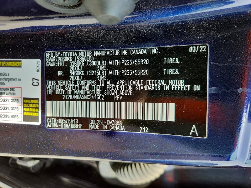 Продажа на аукционе авто 2022 Lexus Rx, vin: 2T2HZMDA5NC341602, номер лота: 54511526