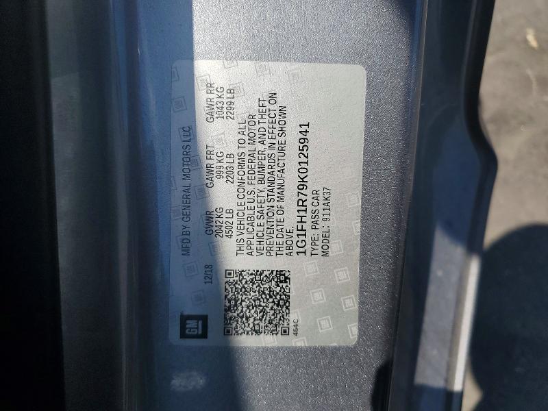 51499946 :رقم المزاد ، 1G1FH1R79K0125941 vin ، 2019 Chevrolet Camaro مزاد بيع
