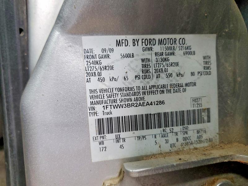 2010 Ford F350 მანქანა იყიდება აუქციონზე, vin: 1FTWW3BR2AEA41286, აუქციონის ნომერი: 51858306